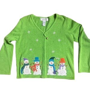 Tiara International ~ Size X-Large Christmas Green Sweater W/ Embroidery (New)